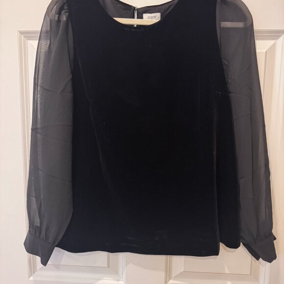 Velvet Puff Sleeve Top for Women J.Crew Factory - Picture 2 of 4